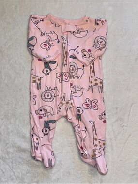 Carters Pink zip up Animal Print Footed Baby One-Piece footie sleeper girls